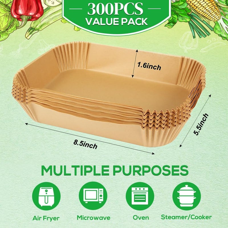 BYKITCHEN 300PCS Air Fryer Liners for Ninja Dual Airfryer, Rectangle Disposable Air Fryer Parchment Paper Compatible with Ninja DZ201/ DZ401/ DZ550, Bella Slim Airfryer &More, Air Fryer Accessories - Image 2